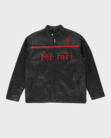 Ferrari Black Embroidered Logo Leather Jacket - XL
