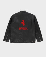 Ferrari Black Embroidered Logo Leather Jacket - XL