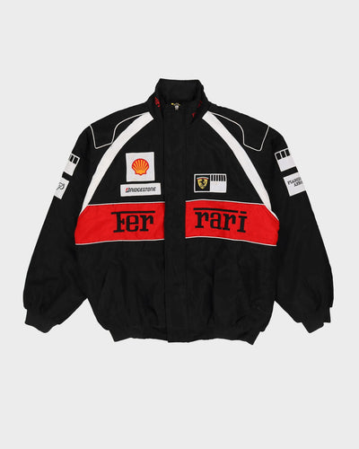 Ferrari Black Embroidered Logo Bomber Racing Jacket - XXL