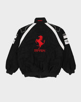 Ferrari Black Embroidered Logo Bomber Racing Jacket - XXL
