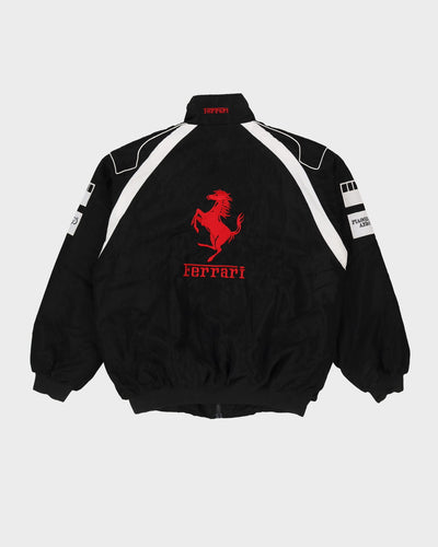 Ferrari Black Embroidered Logo Bomber Racing Jacket - XXL