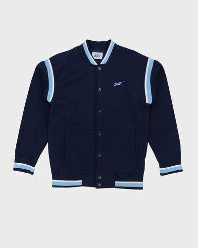 Vintage 90s Asics Navy Button Up Track Jacket - S