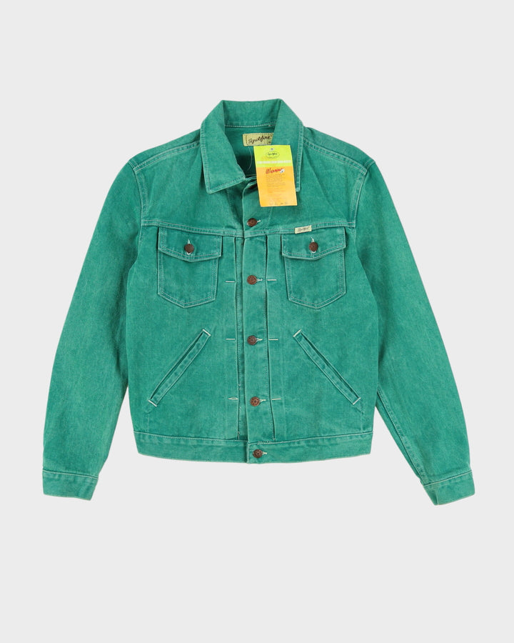 Vintage 70s Spitfire Deadstock With Tags Green Denim Jacket - S