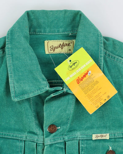 Vintage 70s Spitfire Deadstock With Tags Green Denim Jacket - S