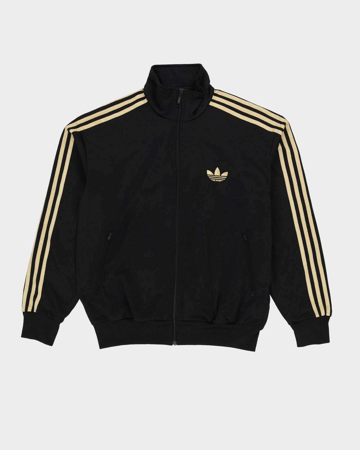 Adidas Black / Gold Striped Oversized Track Jacket - L
