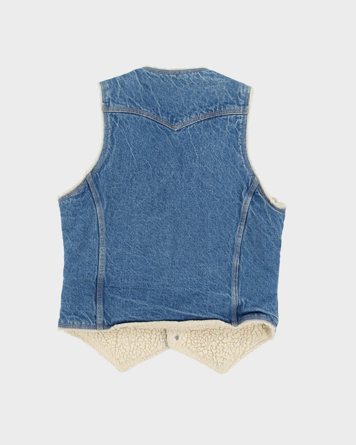 Vintage 90s Levi's Fleece Lined Blue Sleeveless Denim Jacket - S