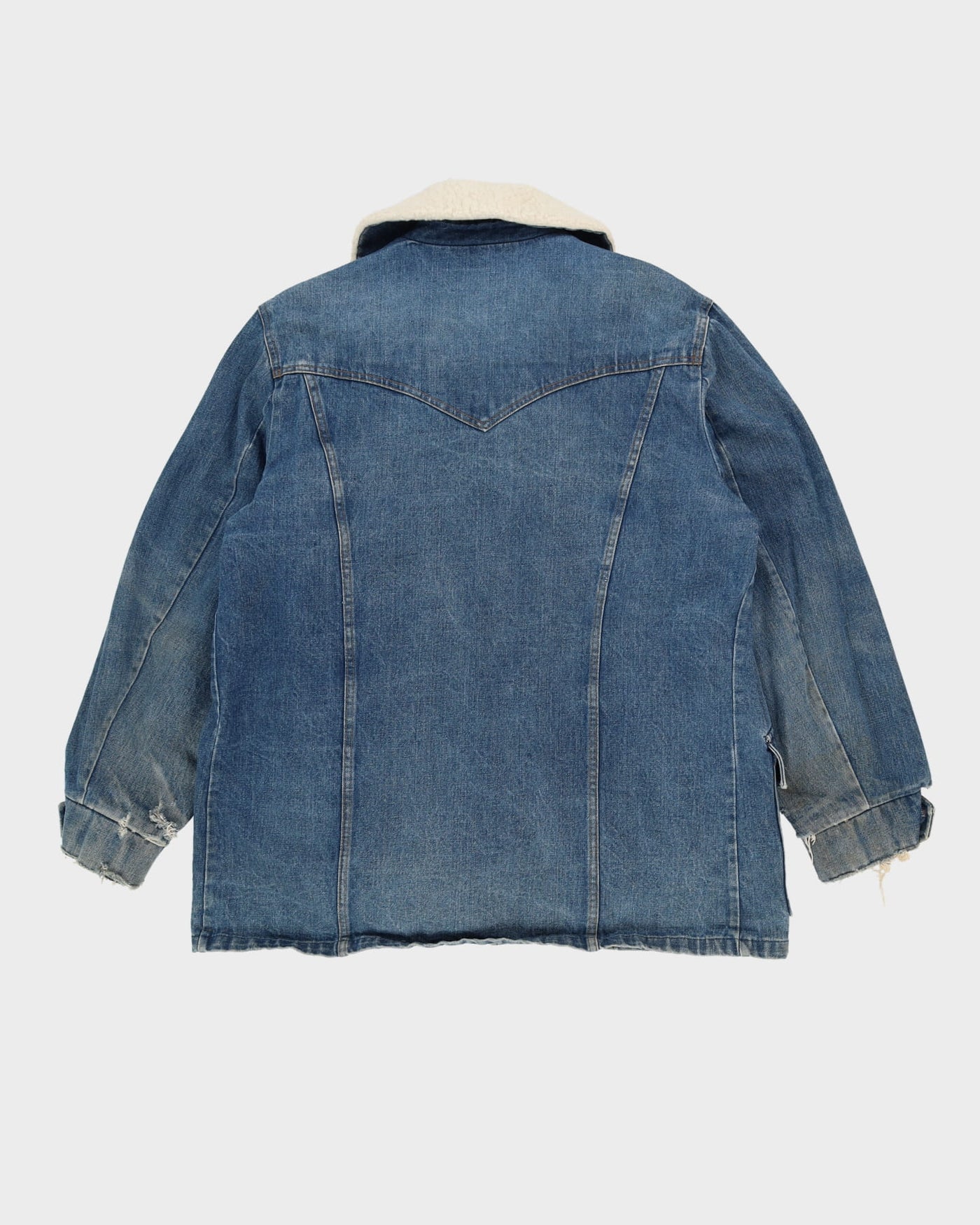 Vintage 70s LEE Storm Rider Fleece Lined Blue Long Fit Denim Jacket - XL