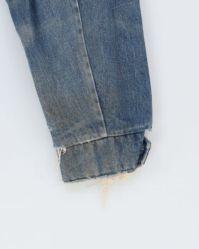 Vintage 70s LEE Storm Rider Fleece Lined Blue Long Fit Denim Jacket - XL