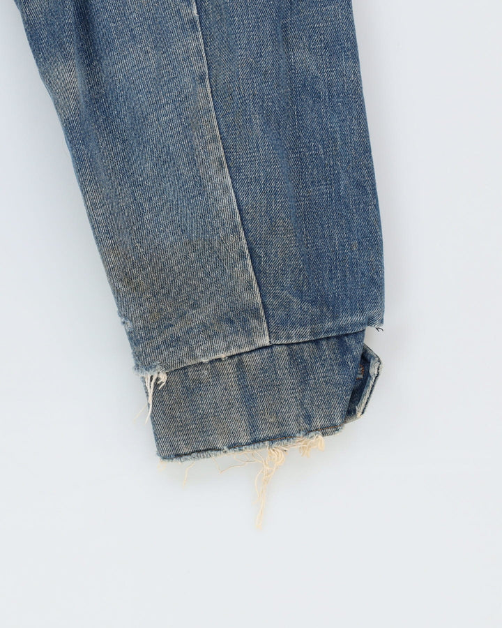 Vintage 70s LEE Storm Rider Fleece Lined Blue Long Fit Denim Jacket - XL