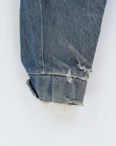 Vintage 70s LEE Storm Rider Fleece Lined Blue Long Fit Denim Jacket - XL