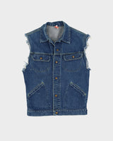 Vintage 80s GWG Sleeveless Blue Denim Jacket - M
