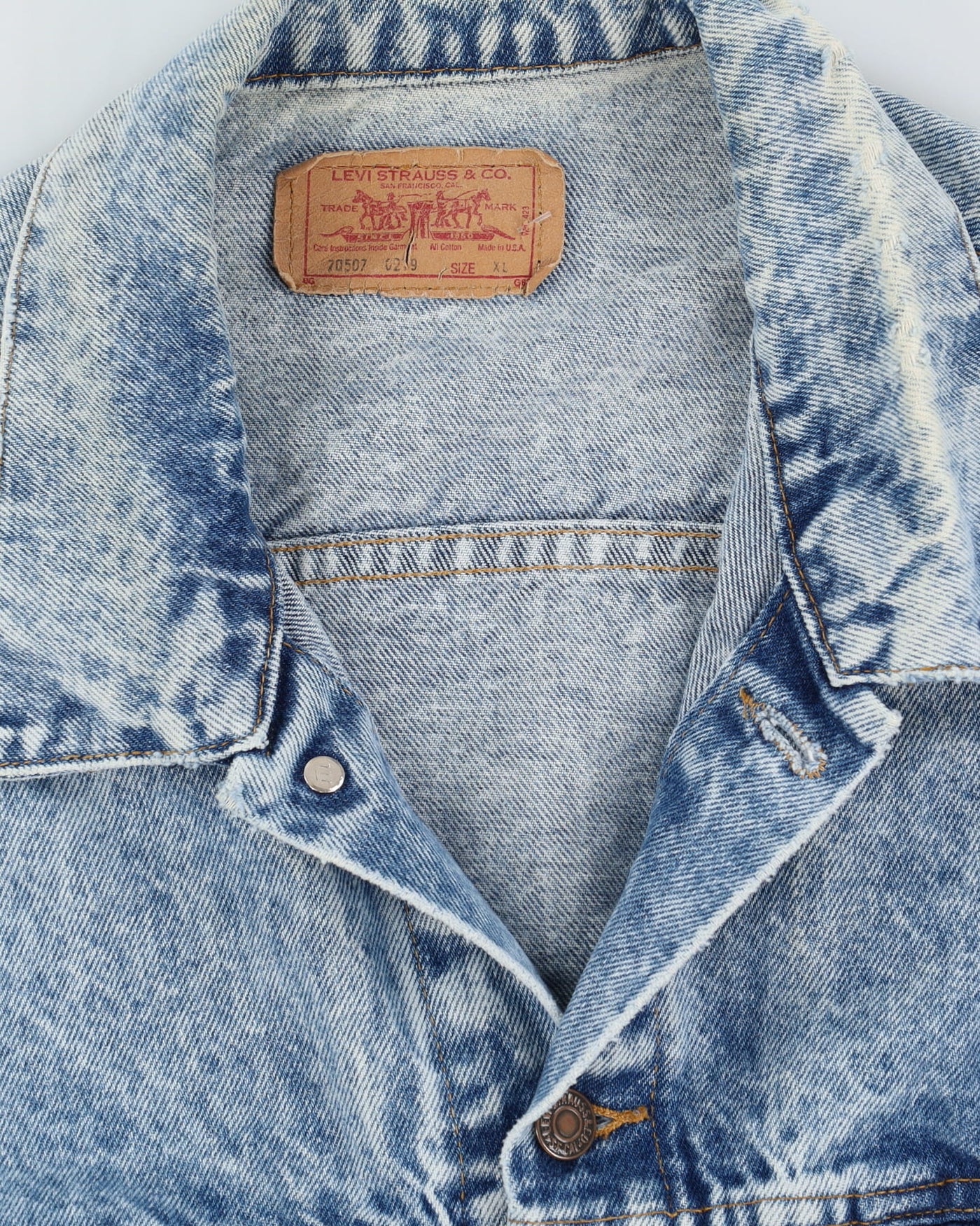 Vintage 80s Levi's Blue Acid Wash Denim Jacket - XL