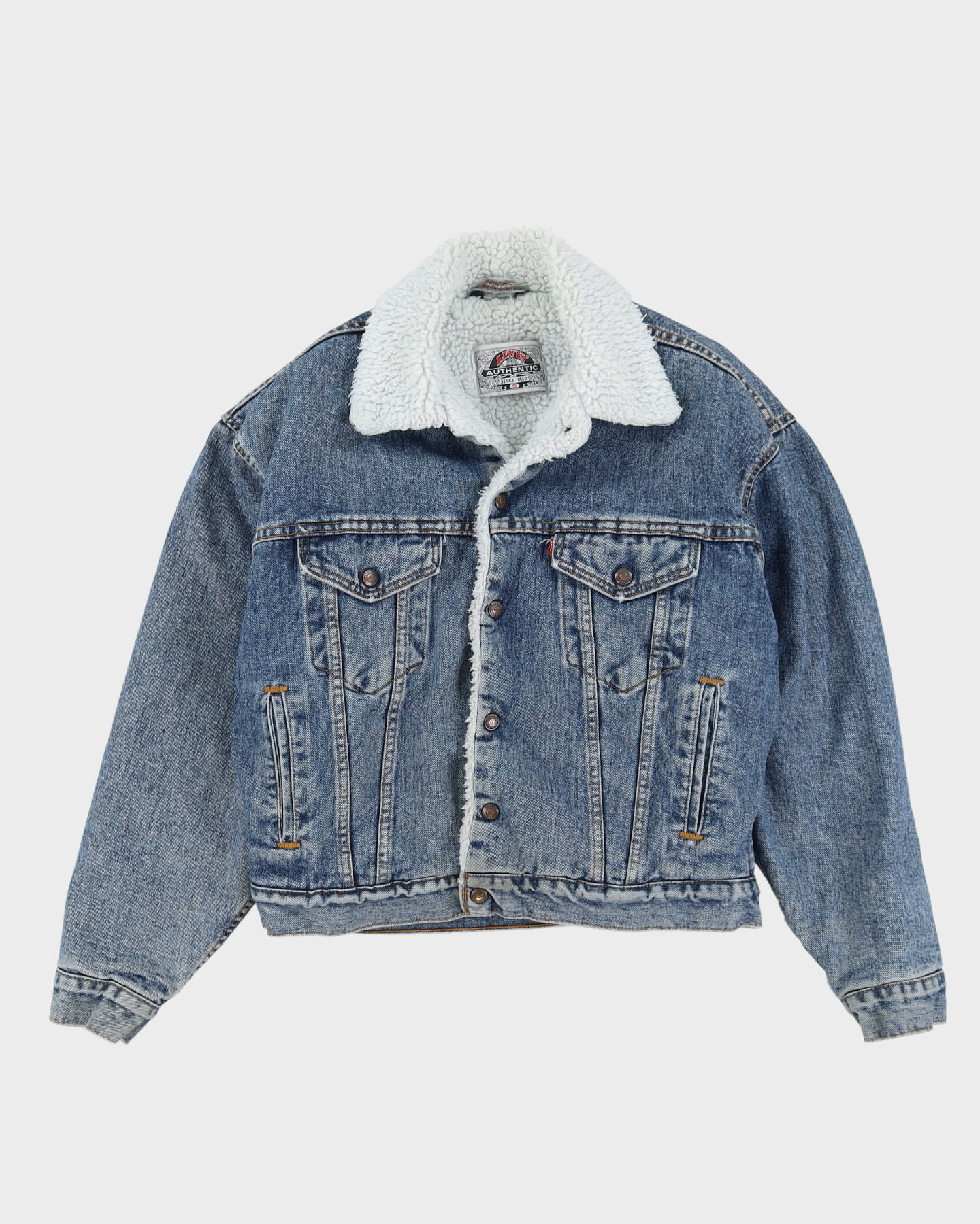 Vintage 90s Levi's Fleece Lined Blue Denim Jacket - M