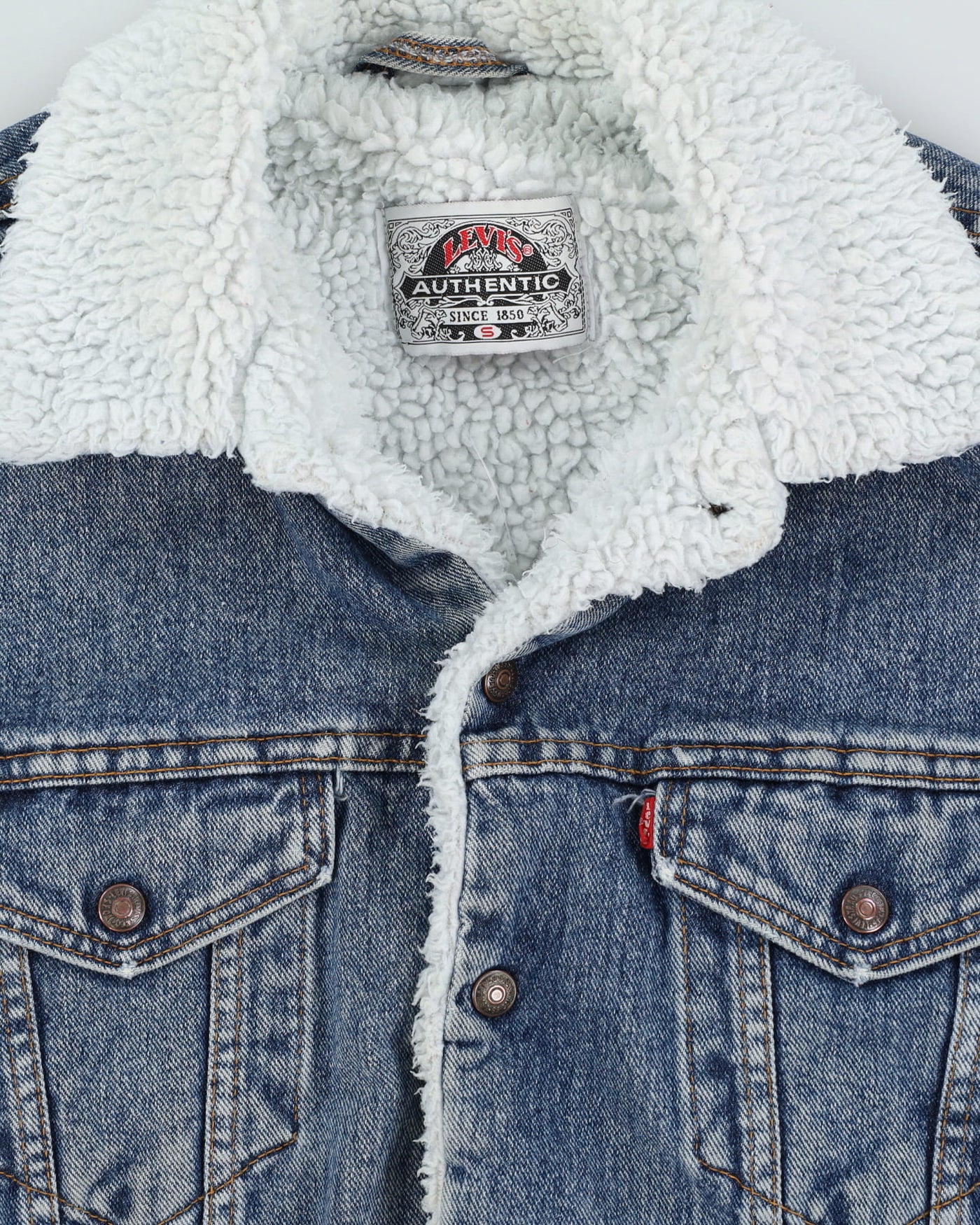 Vintage 90s Levi's Fleece Lined Blue Denim Jacket - M