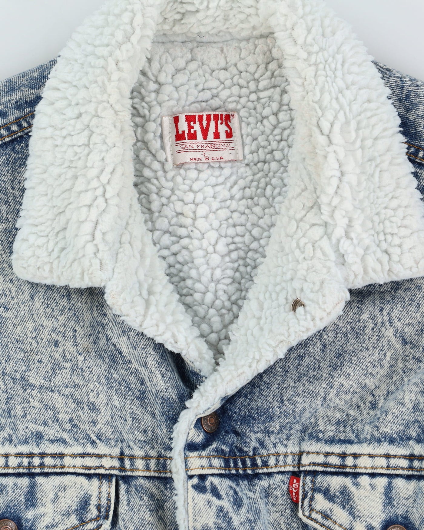 Vintage 80s Levi's Fleece Lined Blue Denim Jacket - L