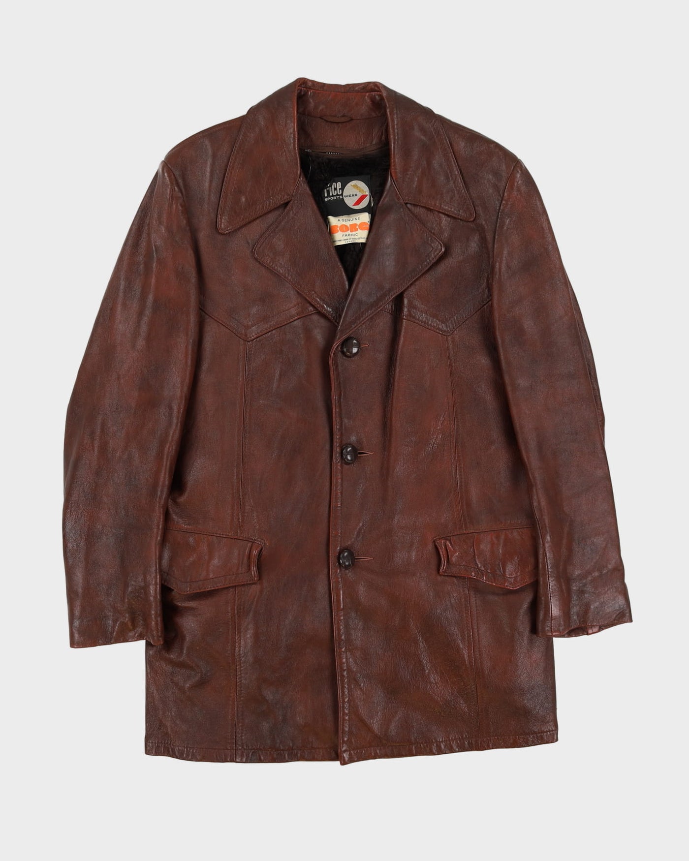 Vintage 70s Brown / Oxblood Lined Leather Jacket - L