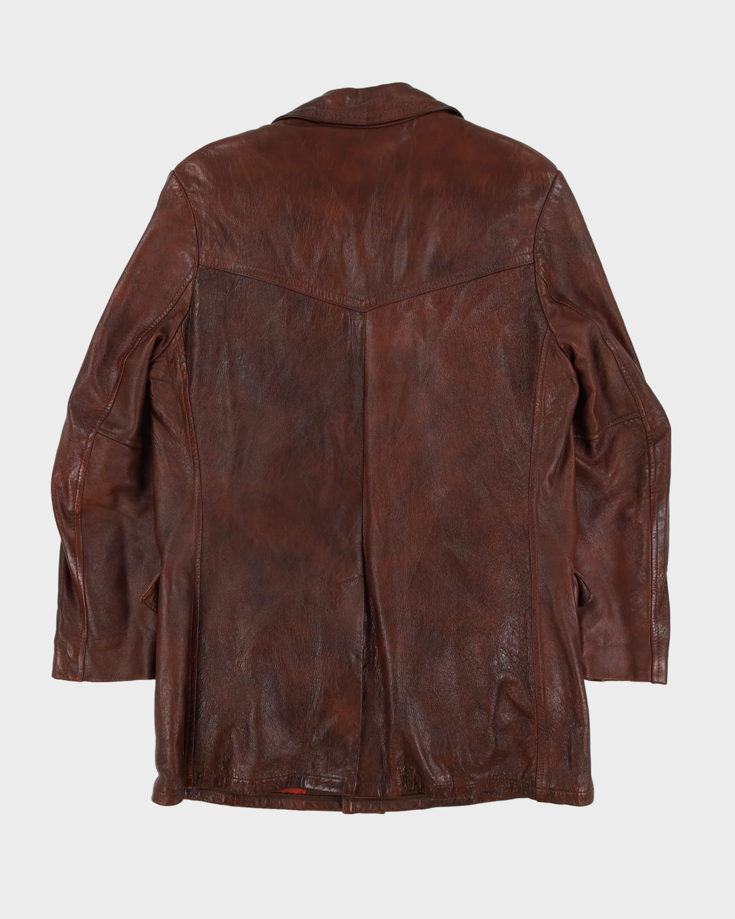 Vintage 70s Brown / Oxblood Lined Leather Jacket - L