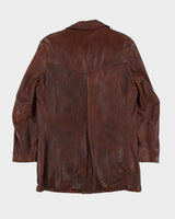 Vintage 70s Brown / Oxblood Lined Leather Jacket - L