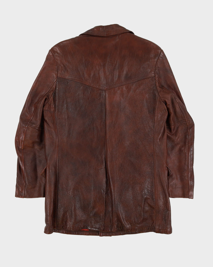Vintage 70s Brown / Oxblood Lined Leather Jacket - L