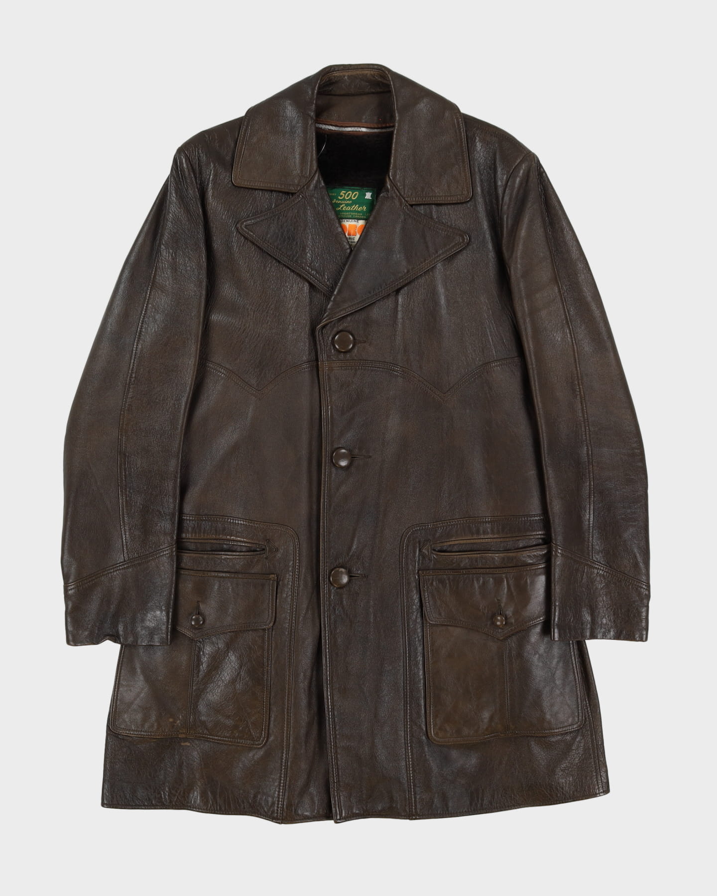 Vintage 70s Brown Lined Leather Jacket - L
