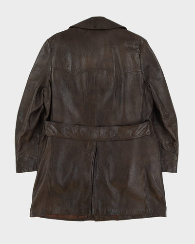 Vintage 70s Brown Lined Leather Jacket - L