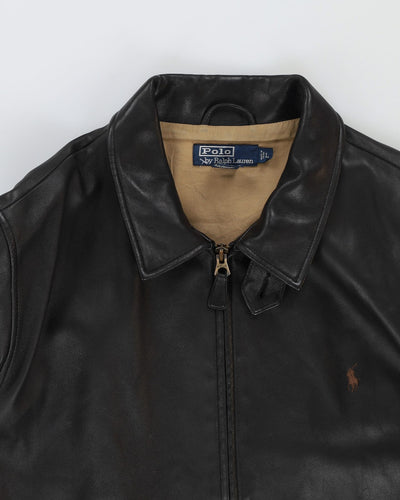 Vintage 90s Ralph Lauren Black Leather Jacket - L