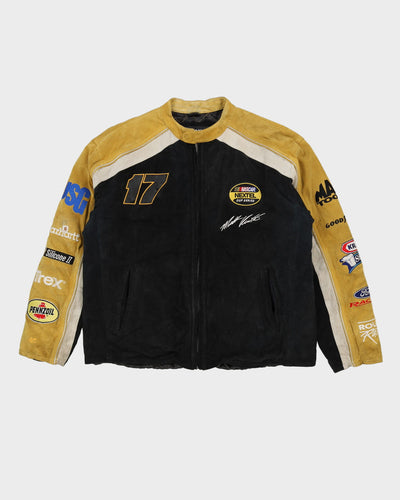 Matt Kenseth Nascar Chase Authentics Padded Lined Black / Yellow Leather Jacket - L