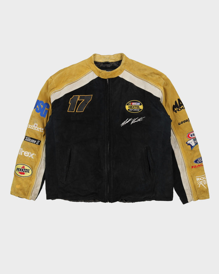 Matt Kenseth Nascar Chase Authentics Padded Lined Black / Yellow Leather Jacket - L