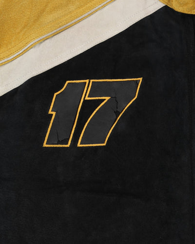 Matt Kenseth Nascar Chase Authentics Padded Lined Black / Yellow Leather Jacket - L