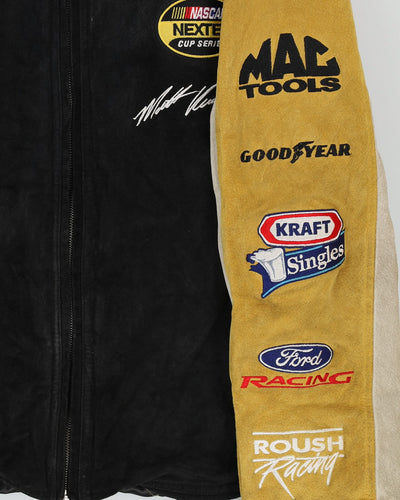 Matt Kenseth Nascar Chase Authentics Padded Lined Black / Yellow Leather Jacket - L