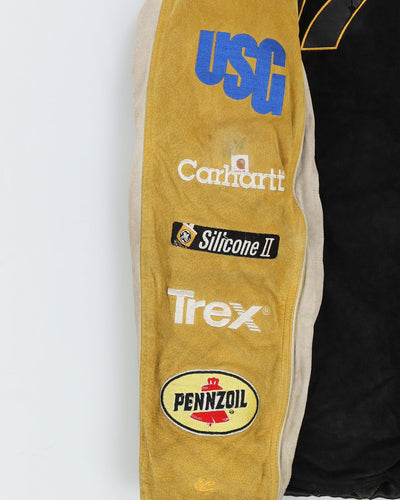 Matt Kenseth Nascar Chase Authentics Padded Lined Black / Yellow Leather Jacket - L