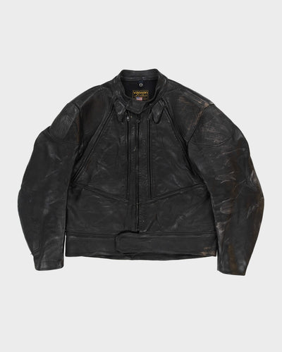 Vintage 80s Vanson Leather Made In USA Black Leather Biker Jacket - L / XL