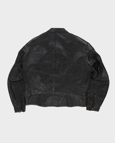 Vintage 80s Vanson Leather Made In USA Black Leather Biker Jacket - L / XL