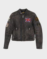 00s Ralph Lauren Rugby Faded Black Leather Biker Jacket - XS