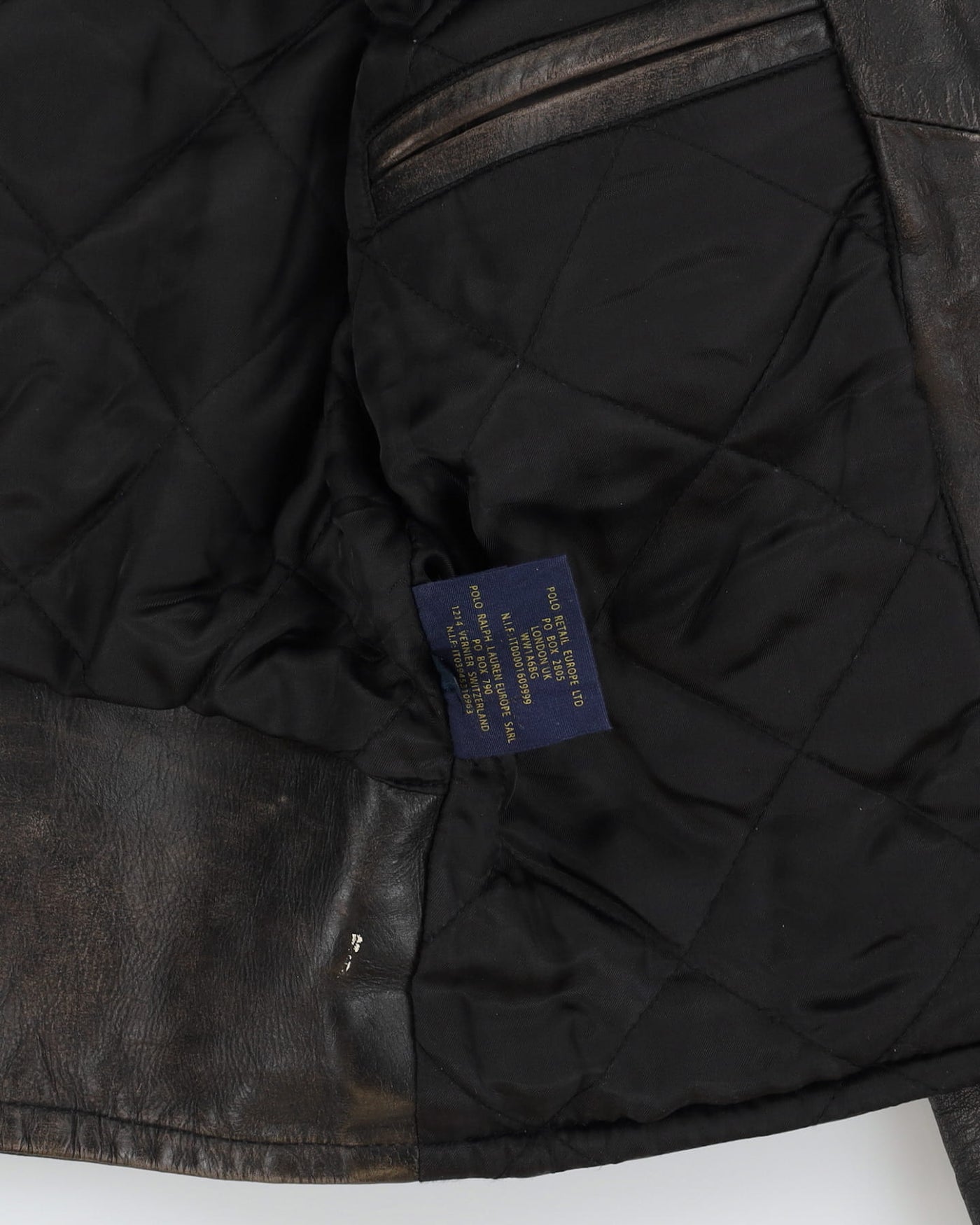 00s Ralph Lauren Rugby Faded Black Leather Biker Jacket - XS