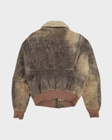 Vintage 80s Dual Control Faded Brown Leather Bomber Flight Jacket - S