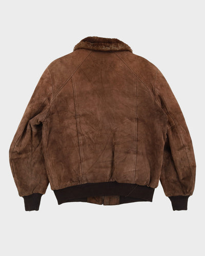 Vintage 70s Sears Brown Fur-Lined Leather Jacket - L