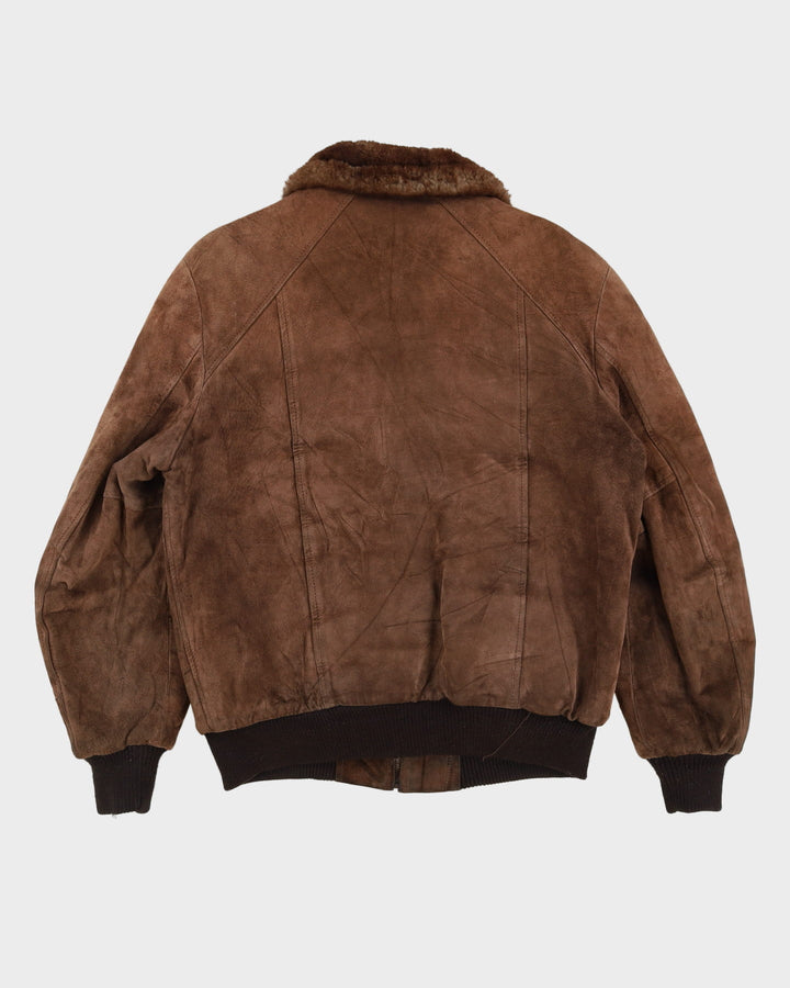Vintage 70s Sears Brown Fur-Lined Leather Jacket - L