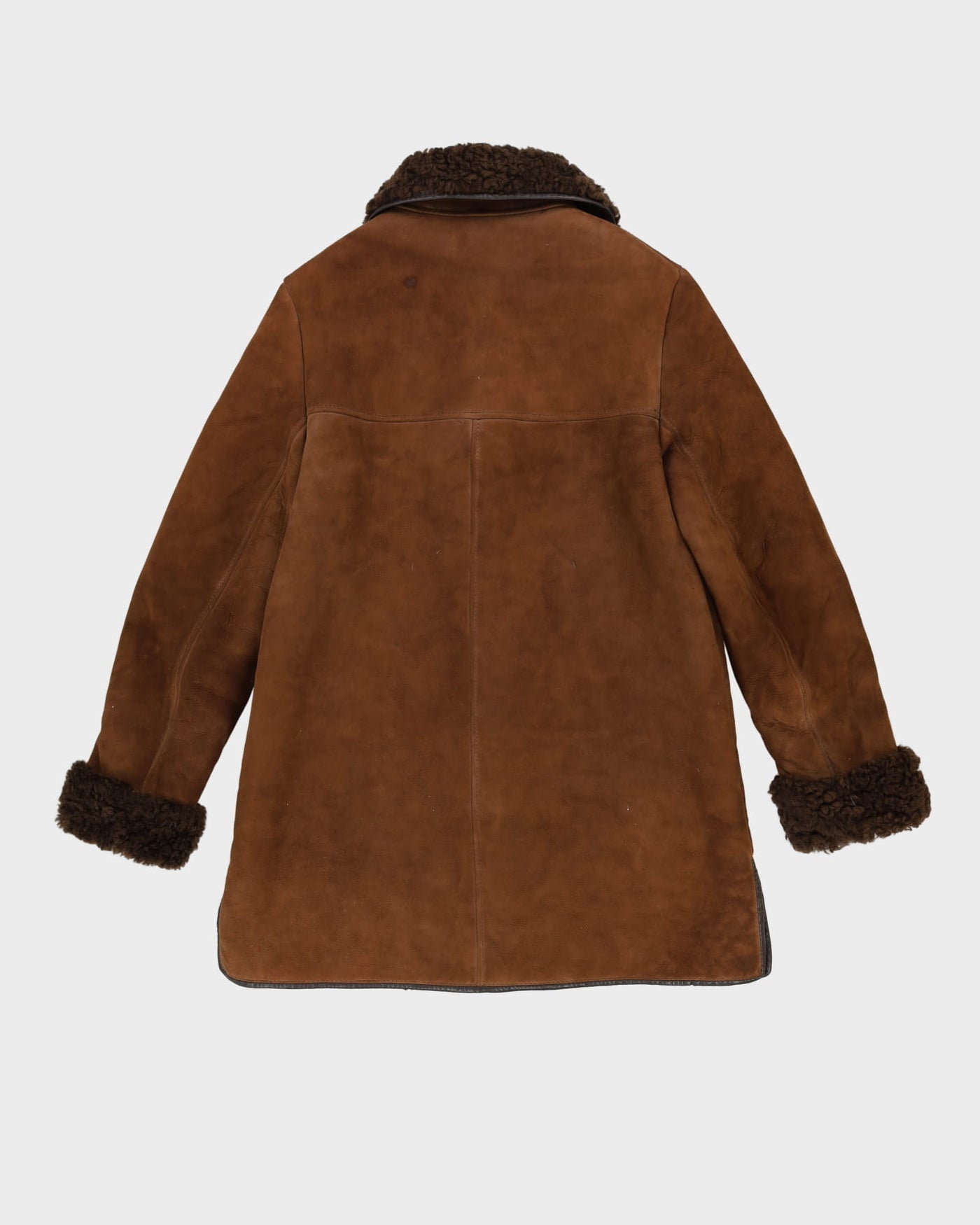 Vintage 80s Brown Wool-Lined Leather Jacket - M