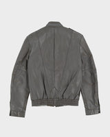 Vintage 80s Grey Leather Jacket - S