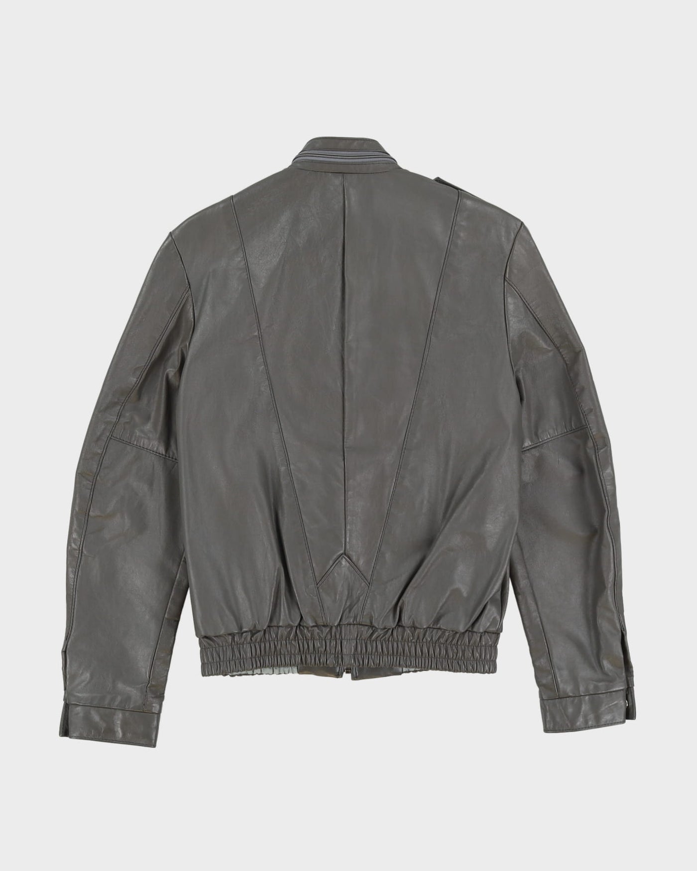 Vintage 80s Grey Leather Jacket - S