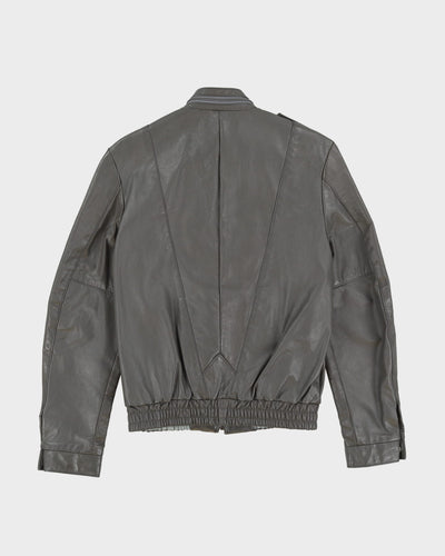 Vintage 80s Grey Leather Jacket - S
