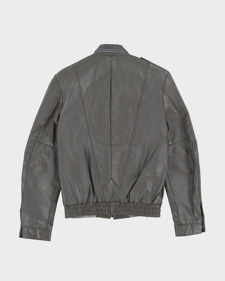 Vintage 80s Grey Leather Jacket - S