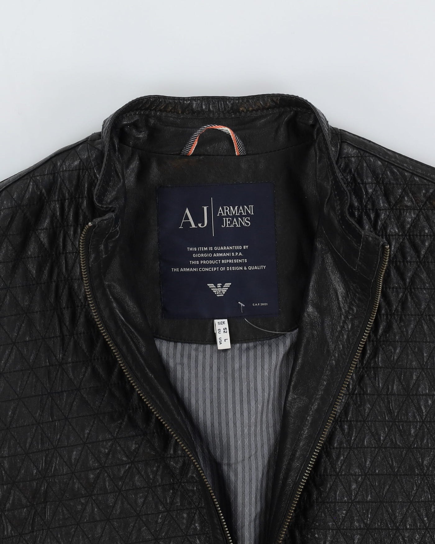 Armani Jeans Black Full-Zip Leather Jacket - M
