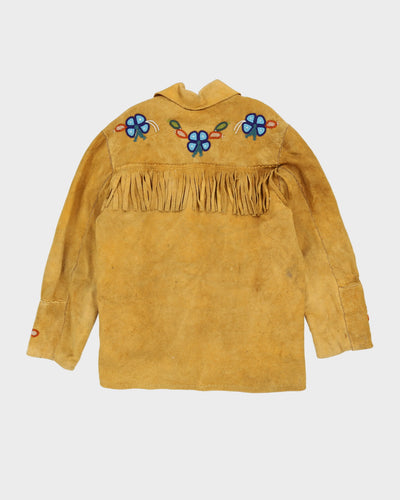 Vintage 70s Floral Lined Suede Jacket - L