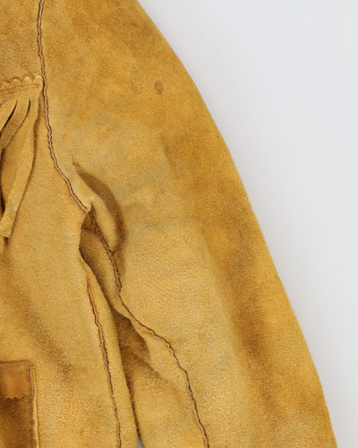 Vintage 70s Floral Lined Suede Jacket - L