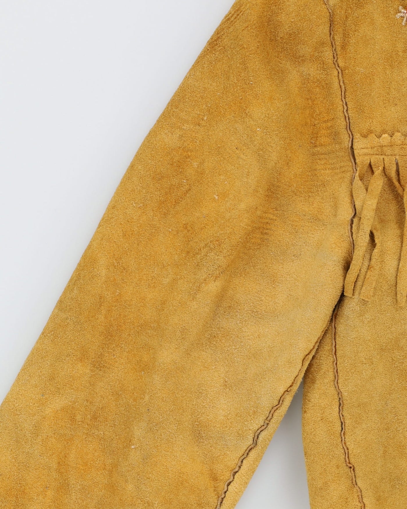Vintage 70s Floral Lined Suede Jacket - L