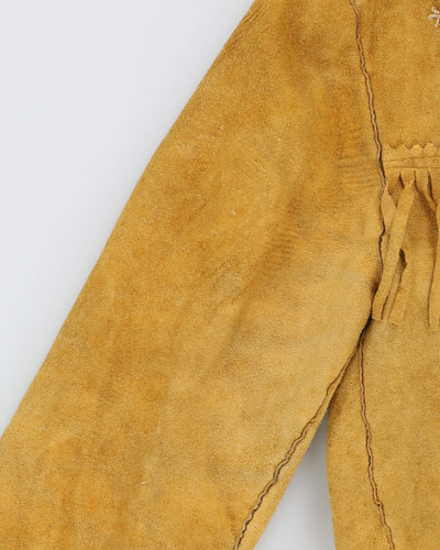 Vintage 70s Floral Lined Suede Jacket - L