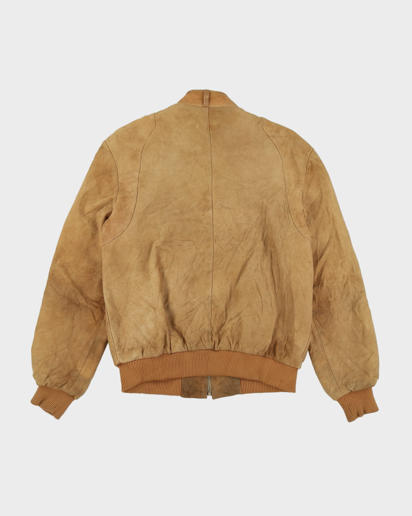 Vintage 70s Beige Leather Bomber Jacket - M / L