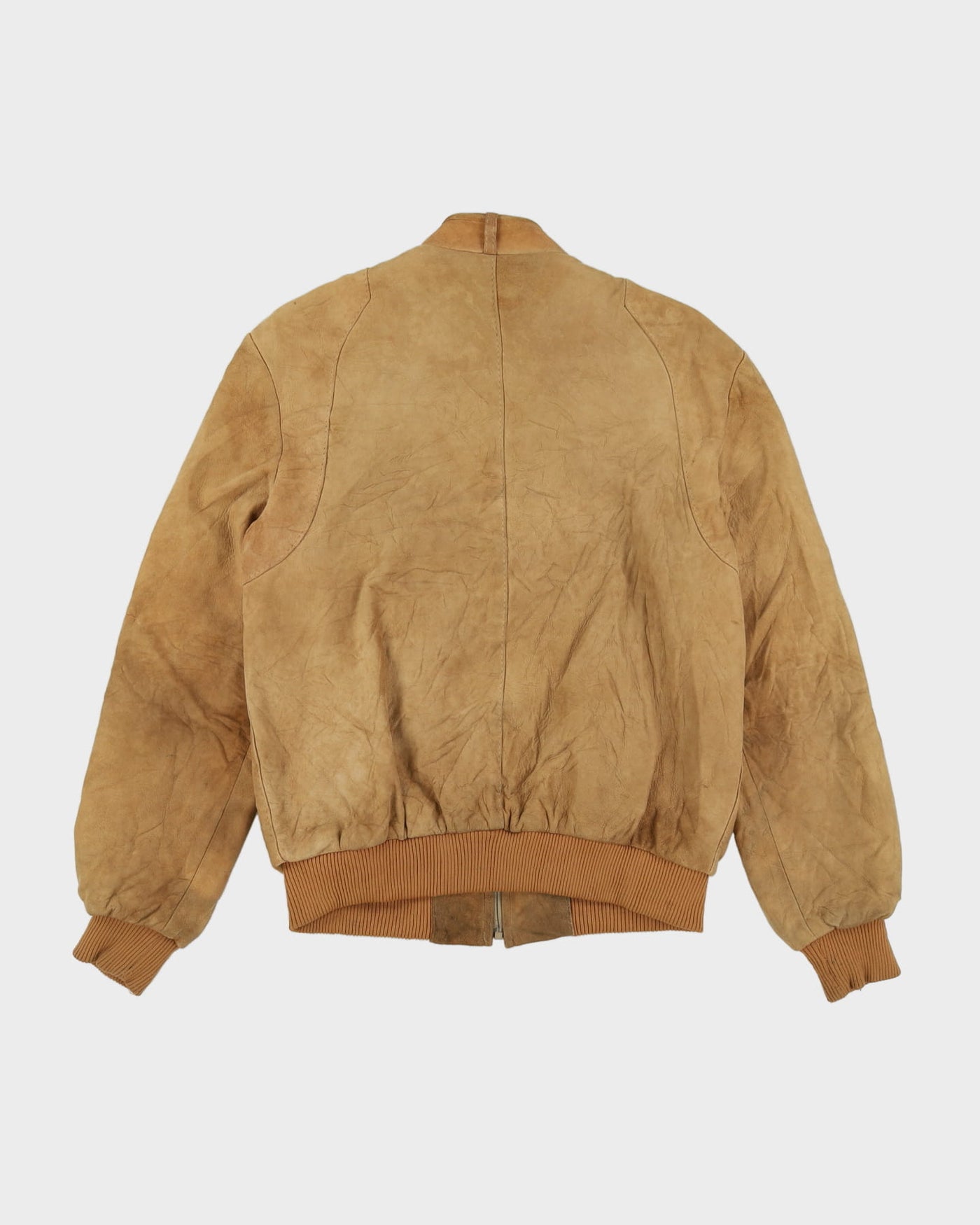 Vintage 70s Beige Leather Bomber Jacket - M / L